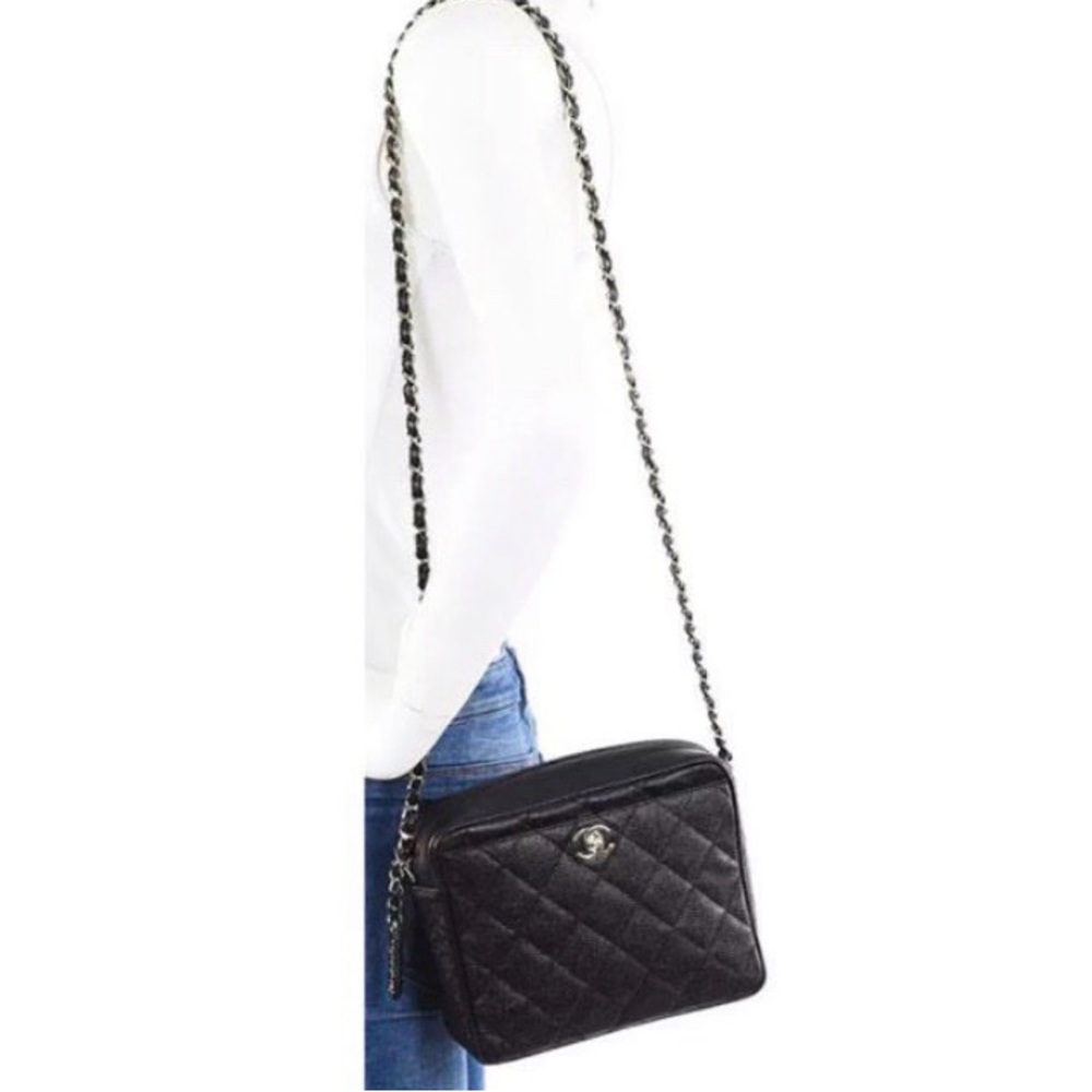 Authentic CHANEL Quilted Caviar Chain Camera Bag - Picture 2 of 2